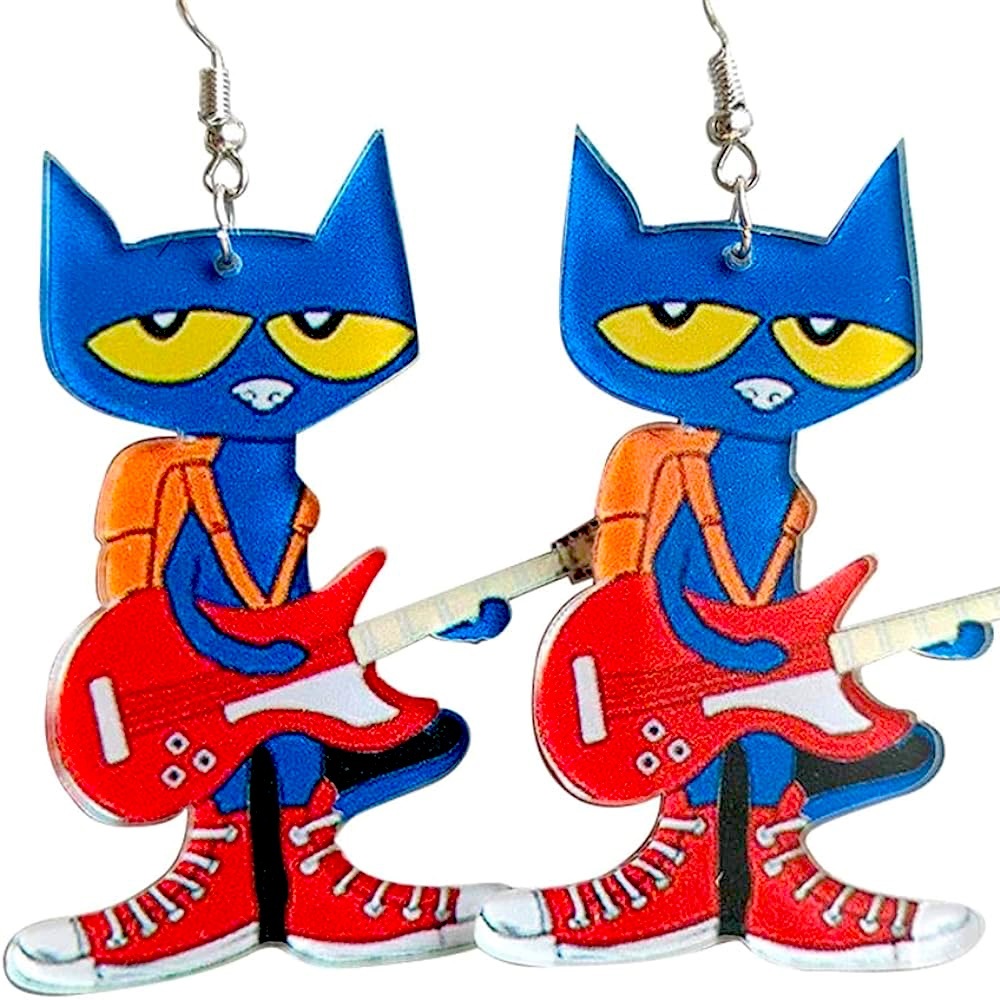 New! Back to School Pete the Cat Drop Earrings